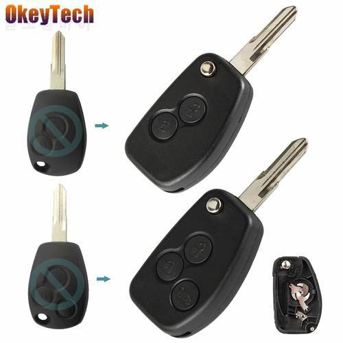 OkeyTech 2/3 Buttons Modified Car Key Shell For Renault Dacia Duster Modus Logan Espace Clio 3 Twingo Kangoo Remote Key Case Fob