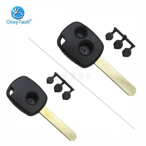OkeyTech 1/2 Button Transponder Key Shell with Plastic Button Pad Uncut Blank Blade for Honda CR-V Odyssey Fit City Civic Accord