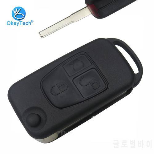 OkeyTech Key Shell For Mercedes Benz ML C CL S SL SEL Uncut Blank Blade Auto Car Key Cover Case Fob 3 Button Flip Fold for Benz