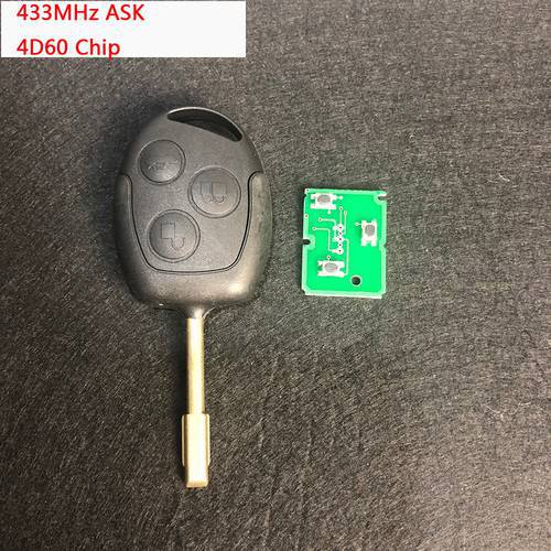 OkeyTech Auto Remote Key Fob 433MHz 4D60 Chip For Ford Mondeo Focus Transit 3 Buttons Full Complete Key Car Remotkey FO21 Blade