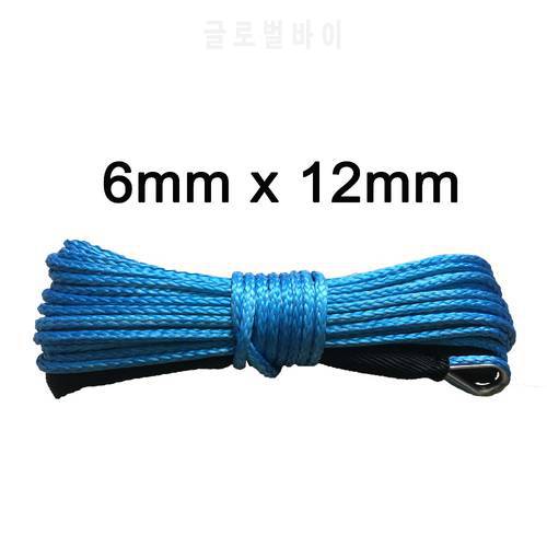 Free shipping high quality 6mm x 12m synthetic winch lines uhmwpe rope with sheath car accessories