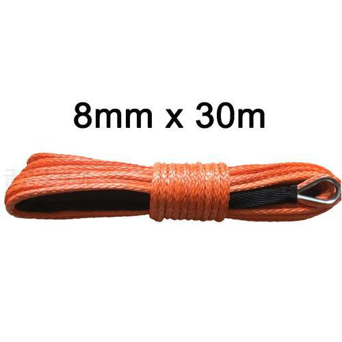 Free shipping 8mm*30m uhmwpe rope synthetic winch rope for offroad kevlar winch line