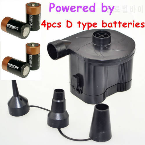 Black Electric Battery Air Pump Inflate Deflate DC by 4pcs D type size dry batteries for Toys Air Bed Mattress Hovercraft Boat