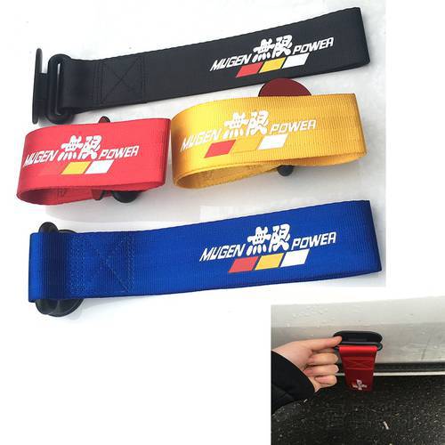 Mugen Universal Racing Car Red Blue Tow Eye Strap Decorative Tow Strap Bumper Trailer With Sticker For Jazz Civic Focus