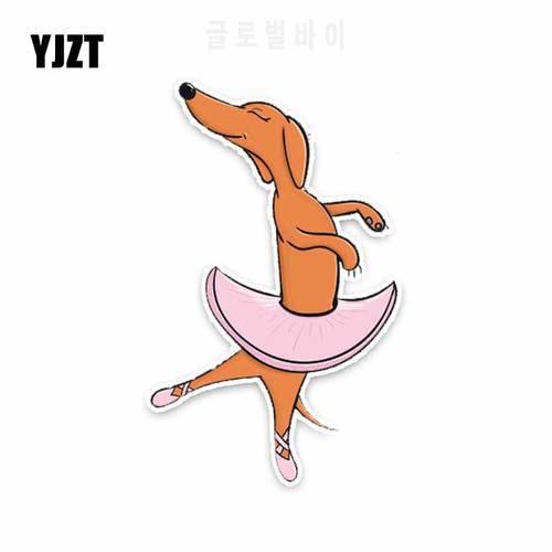 YJZT 8.9*14.2CM Dachshund Dog Ballerina Car Bumper Window Decoration Car Sticker C1-4219