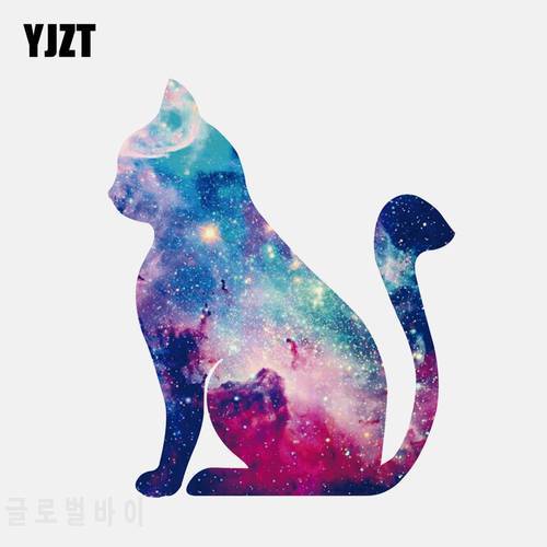 YJZT 11.7CM*14.2CM Stylish Starry Cat Silhouette PVC Car Sticker 11-00909