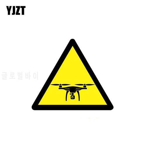 YJZT 11CM*9.6CM Warning Car Sticker Caution Drones Reflective PVC Decal 12-1076