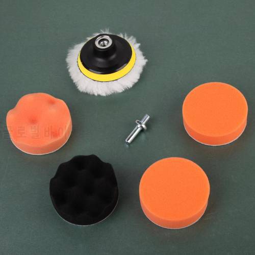 7 Pcs M14 Car Wash Cleaning Sponges Polishing Set Brushe Auto AccessoriesWith Drill Adapter Car Removes Scratches Automovil Tool