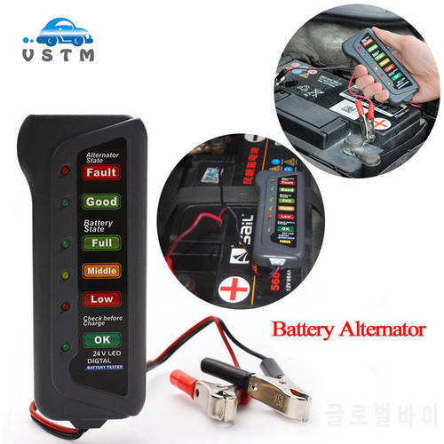12V Auto Car Digital Battery Tester Alternator 6 LED Light for Cars Vehicle 12V Car Battery-Tester Diagnostic Tool Fit car motor