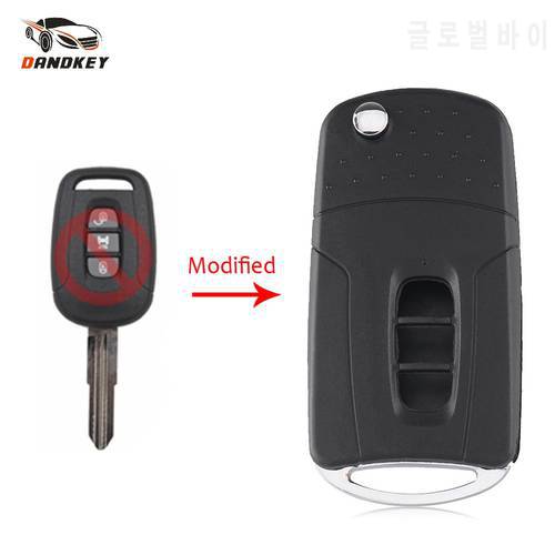 Dandkey Replacement Flip 3 Button Remote Car Key Shell Fob Case For Chevrolet Captiva 2006-2009 Modified Blank Folding Key Cover
