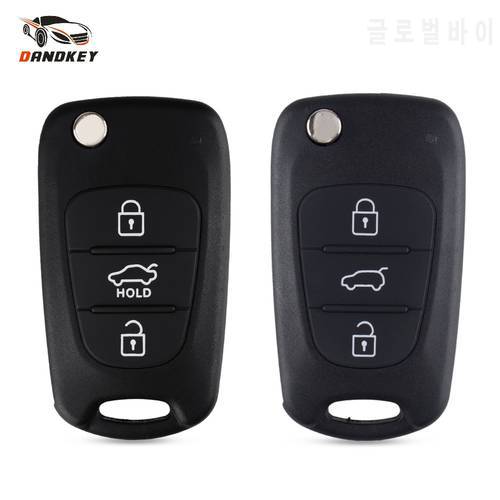 Dandkey 3 Buttons Flip Folding Remote Key Shell For Hyundai IX35 For KIA Rondo Sportage Soul Rio Fob Key Case Cover