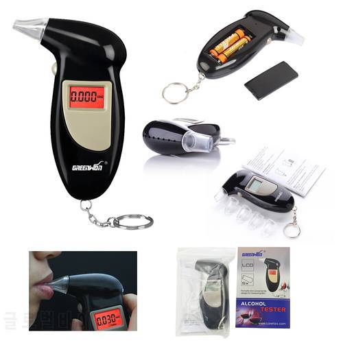 2019 Free shipping 68s Digital LCD Alcohol Breath Analyzer Breathalyzer Tester Keychain Audible Alert for driver