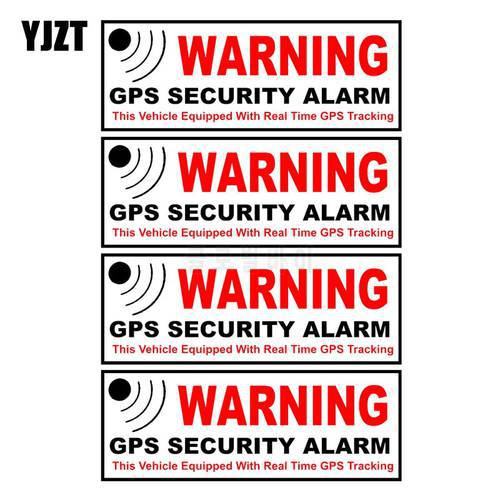 YJZT 10.5CM*3.8CM 4X Car Sticker WARNING GPS SECURITY ALARM Warning Mark Reflective Decal Motorcycle Parts C1-7580