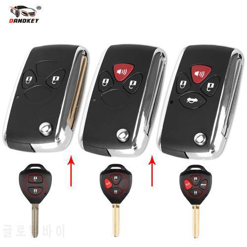 Dandkey 2/3/4 Buttons Modified Flip Remote Car Key Shell Fob Case For Toyota Corolla RAV4 Camry Avlon