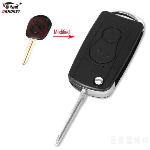 DANDKEY 2 Buttons Flip Folding Car Remote Key Case Shell For Ssangyong Actyon SUV Kyron Rexton Key Vover Case