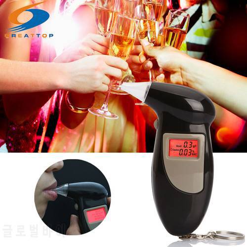Professional Alcohol Tester Digital Breath Alcohol Tester LCD Display KeyChain Breath Analyzer Free shipping+10pcs mouthpieces