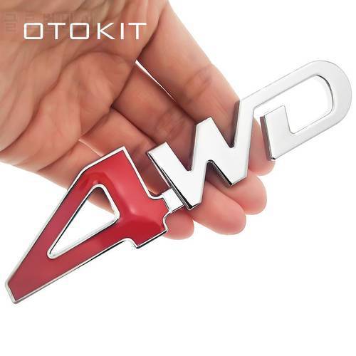 Car Tail Rear Side Metal 4x4 RC Car 4WD Sticker 3D Chrome Badge Car Emblem Badge Decal Auto Decor Styling 4WD Red for SUV Trunk