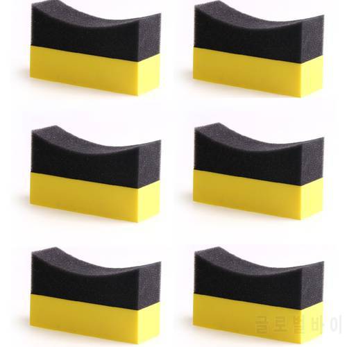 6Pcs Tire Contour Dressing Applicator Pads Gloss Shine Color Polishing Sponge Wax