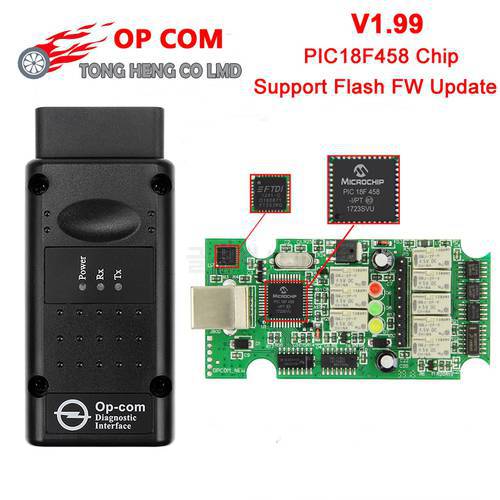 Best PIC18F458 + FTDI Chip OP COM V5 Version V1.59 / V1.99 2014V Firmware OBD2 Opcom Scanner for Opel