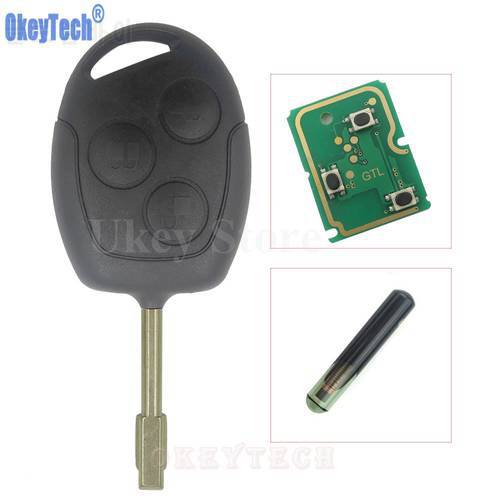 OkeyTech 3 Buttons Auto Replacement Remote Key Fob 433MHz 4D60 Chip For Ford Mondeo Focus Transit Full Complete Key Car Remotkey