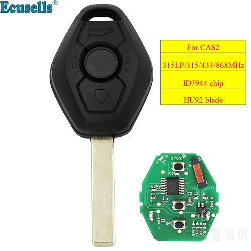 3 button Remote keyfob for BMW CAS2 3 5 6 series E93 E60 Z4 X5 315LP MHz 315MHZ 433MHZ 868MHZ with ID46 PCF7953 chip HU92 blade