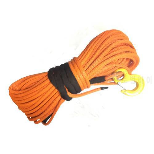 12mm * 30m Orange Synthetic Winch Rope With Hook For 4X4 4WD ATV UTV OFF-ROAD