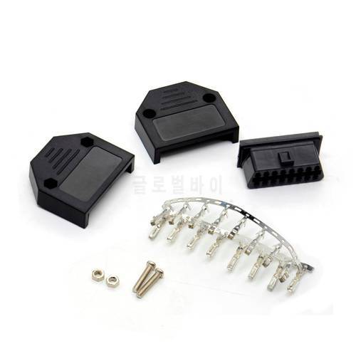10pcs/Lot New OBD2 16Pin Male Female Connector Plug Adapter OBD OBDII J1962 OBD2 16Pin Wiring Adapter 16Pin Shell Wholesale