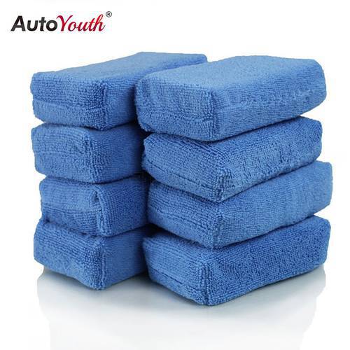 AUTOYOUTH Car Cleaning Sponge Cloths Car Cleaning Cloths Car Wax Polishing Pad Car Detailing Microfiber Applicators (Pack of 8)