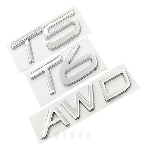 1Pcs 3D Metal AWD T5 T6 Logo Car Side Fender Rear Trunk Emblem Badge Sticker Decals For Volvo S60L XC60 V40 XC90 Car Styling