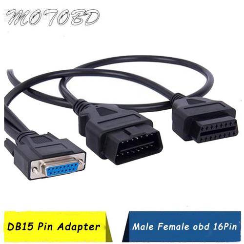 111CM OBD16Pin To DB 15 Pin Serial Port Extension Line Male 16 Pin DB 15pin Obd2 Connector 15 Pin Female Car Obdii Cable Adapter