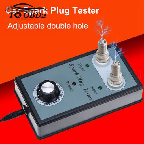 Car Spark Plug Tester Plug Analyzer with Adjustable Double Hole Detector Ignition Plug Analyzer Scanner For 12V Gasoline Vehicle