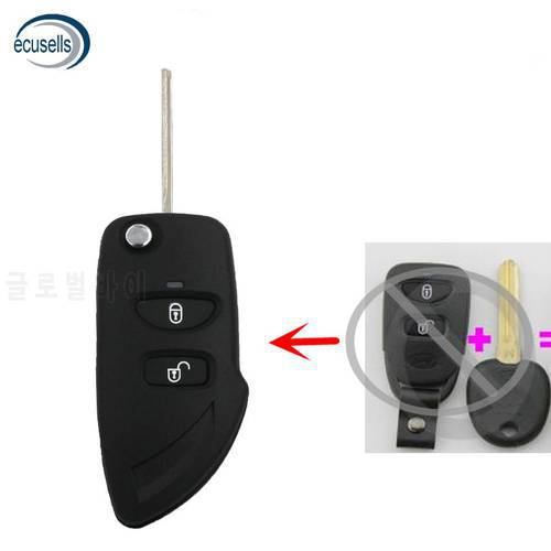 2 Button Flip Remote Key Shell Case Fob For Hyundai Santa Fe With Battery Holder Car Key Blank