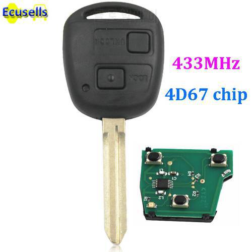 2 Buttons Complete Remote Key 433MHz with Chip 4D67 for Toyota RAV4 Previa Land Cruiser