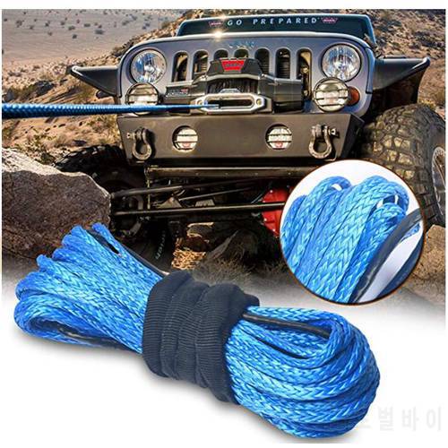 4MM x 2M Blue Synthetic Winch Rope String Line 12 strand off-road UHMWPE Cable Towing Rope With Sleeve for ATV/UTV/SUV