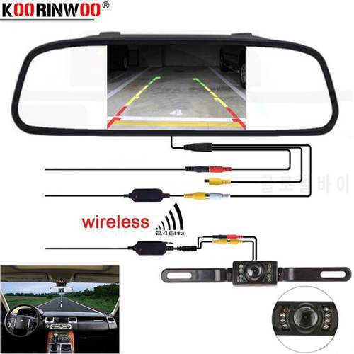 Koorinwoo CCD Universal Park Assistance System wireless 5 inches digital TFT LCD monitor+License Plate Reversing Back Up Camera