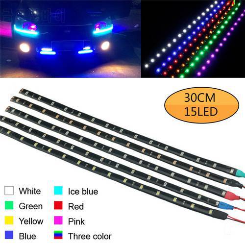 1Pcs 30cm El Wire Waterproof LED Strip Light Motor Glow Light Line Rope Tube Cable Daytime Running Tape Party Car Decoration