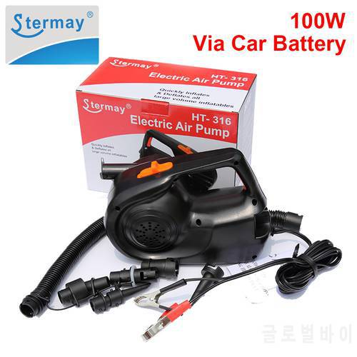 Stermay HT-316 100W Power Inflatable Boat Pump 12V Car Inflatable Air Pumps for Air Bed Boat Swimming Pool Bed Mattress Car Tire