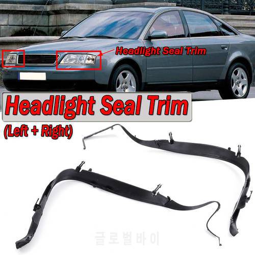 High Quality 2x Car Front Headlight Seal Cover Trim Ring For Audi A6 C5 2002-2005 Facelift 4B0941191A 4B0941192A
