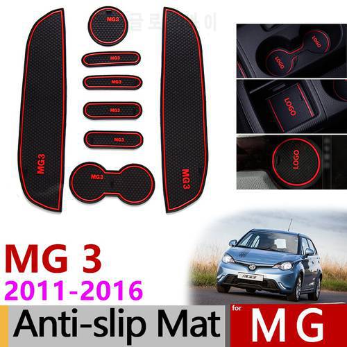 Anti-Slip Rubber Gate Slot Mat Cup Mats for MG 3 2011-2016 MG3 8pcs Internal Accessories Stickers 2011 2012 2013 2014 2015 2016