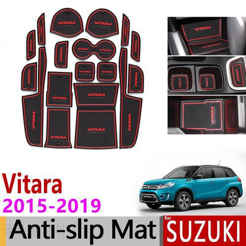 Anti-Slip Gate Slot Mat Rubber Coaster for Suzuki Vitara 2015 2016 2017 2018 2019 LY Escudo Sport Cup Mats Accessories Stickers