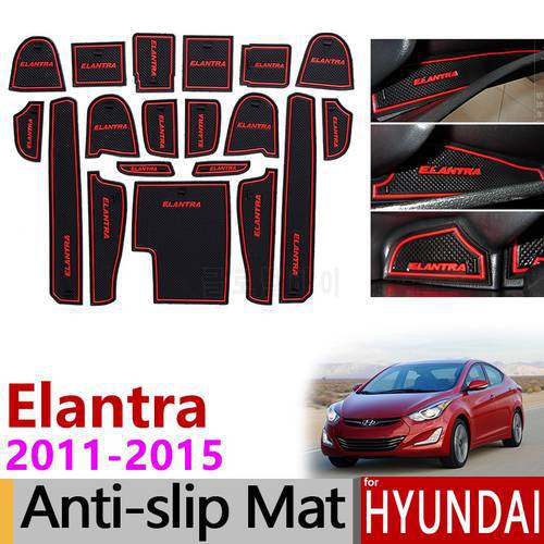 Anti-Slip Gate Slot Mat Rubber Cup Coaster for Hyundai Elantra 2011 2012 2013 2014 2015 MD Avante i35 Accessories Car Stickers