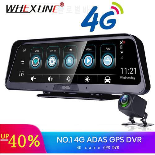 10 Inch Video Recorder 4G Dashcam ADAS Android 8.1 Auto GPS Navigation WIFI Car DVR Night Vision Phone APP Remote Monitor Camera