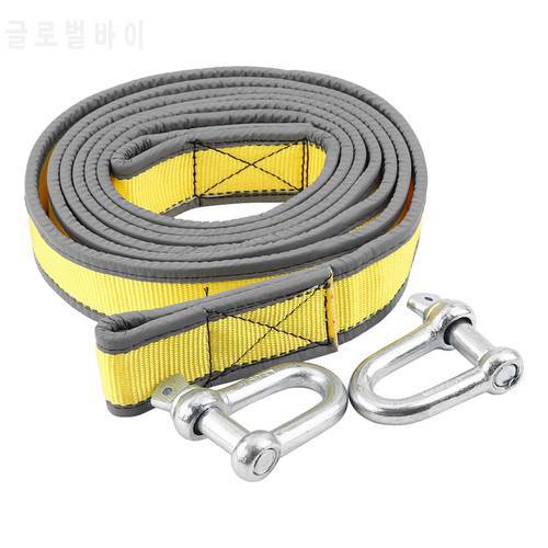 Car Trailer Towing Rope Recovery Tow Strap 8 Tons 4 Meters with U-shape Hooks Light Reflection Towing Cable Tool
