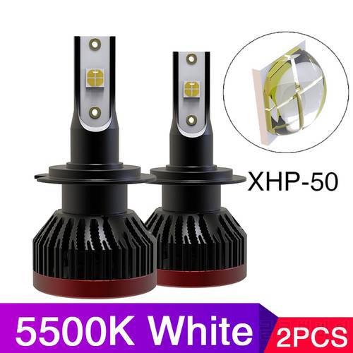 5500k Car headlight Mini H7 LED Bulbs H4 LED HIR2 H8 H11 XHP70 50 Chip Headlamps Kit 9005 9006 HB4 Fog light 12V LED 20000LM