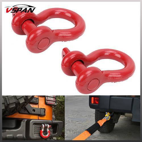 5/8 3.25T Red D Ring Bow Shackle Screw Pin Car Clevis Rigging Fit for Jeep Wrangler ATV UTV Recovery 4wd Offroad 4X4Accessories