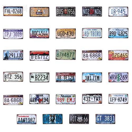 Vintage Metal Tin Signs Car Number License Plate Plaque Poster Bar Club Wall Garage Home Decoration 30x16cm