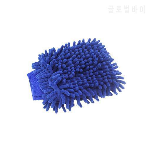 Car Cleaning Glove Blue Double Side Microfiber Car Wash Gloves for Auto Window Washing Rag Drying Towel Detailing Tool