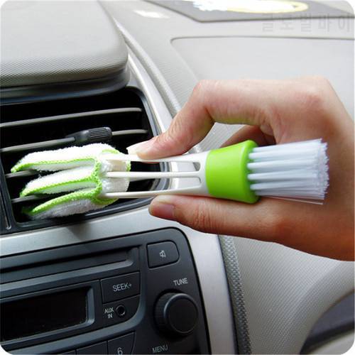 1Pcs Car Cleaning Brush Double Ended Car Air Conditioner Vent Slit Brush Instrumentation Dusting Blind Keyboard Cleaning Washer