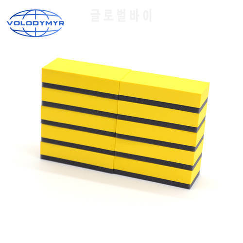 Ceramic Coating Sponge with Yellow EVA Handle 10pcs 8*4*2cm Nano Wax Applicator Pad for Car Care Auto Cleaning Detailing Waxing