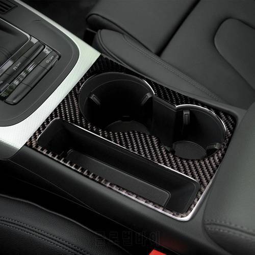For Audi A5 A4 B8 2009-2015 Carbon Fiber Trim Cup Holder Decorative Frame Decal Cover Sticker Cover Car Styling Accessories